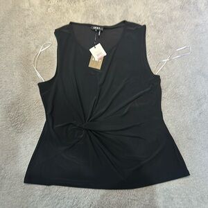 DKNY front knot stretch tank top black nwt